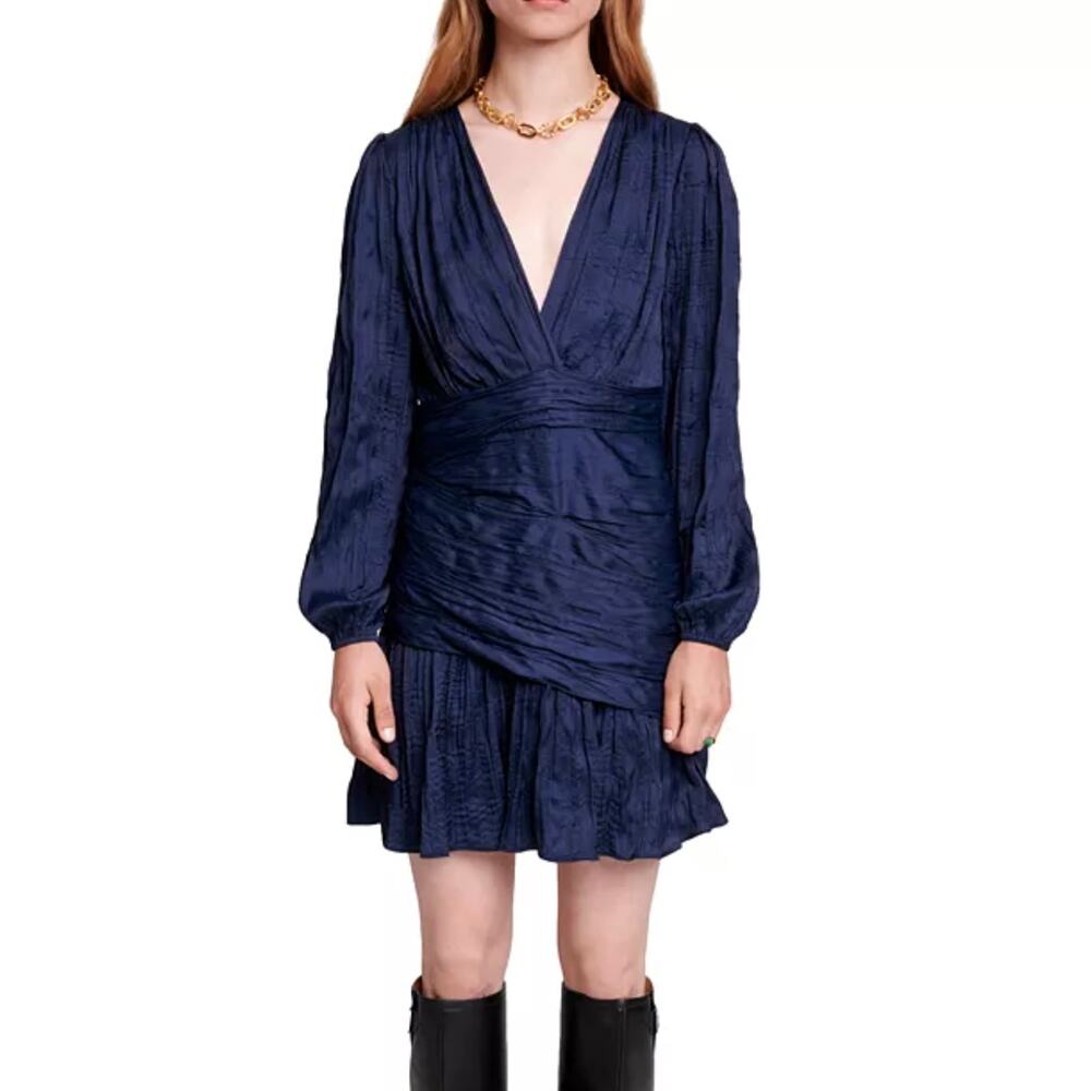 NWT Maje Runny Lona Mini Dress - Marine Blue - Size 38 (M)